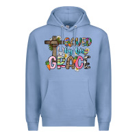 Colony Blue Saved by his grace Easter Day Premium Hoodie - HowdyJamesFarm