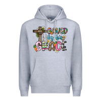 Heather Grey Saved by his grace Easter Day Premium Hoodie - HowdyJamesFarm