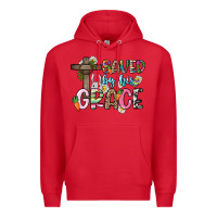Red Saved by his grace Easter Day Premium Hoodie - HowdyJamesFarm
