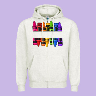 Custom Name Crayons Zipper Hoodie Designed By Texasbilliewilder