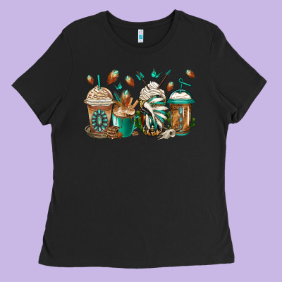 Indian Headdress Coffee Cups Ladies Tee Designed By Jasminsmagicworld