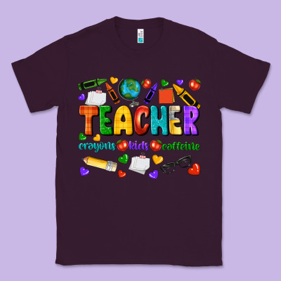 Teacher Crayons Kids Caffeine Classic Tee Designed By Nancycooperartshop