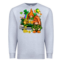 Heather Grey St. Patrick's Day gnomies with heart Premium Sweatshirt - HowdyJamesFarm