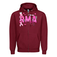 Burgundy breast cancer rma registered medical assistant Zipper Hoodie - texasbilliewilder