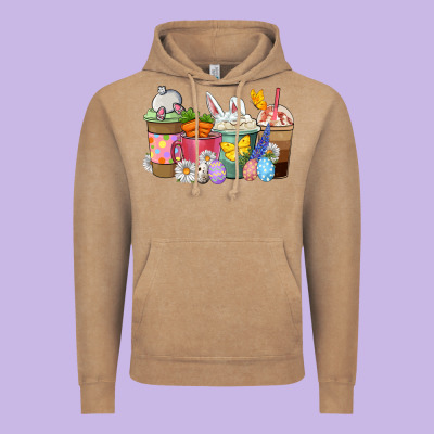 Easter Coffee Cups Vintage Hoodie Designed By Nancycooperartshop