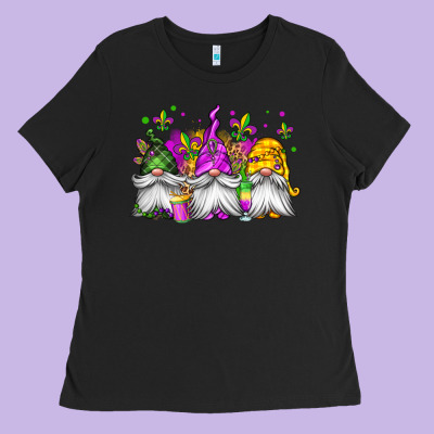Mardi Gras Gnomes Ladies Tee Designed By Jasminsmagicworld