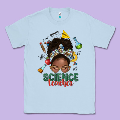 Science Teacher Afro Messy Bun Classic Tee Designed By Nancycooperartshop
