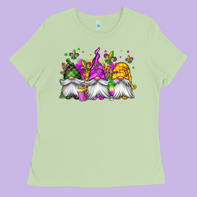 Mardi Gras Gnomes Ladies Tee Designed By Jasminsmagicworld