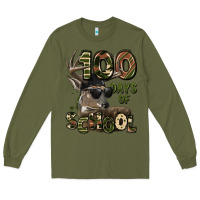 Army Green 100 days of school hunting deer Long Sleeve Tee - LillyAllenDesigns