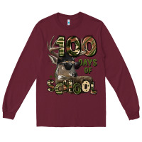 Burgundy 100 days of school hunting deer Long Sleeve Tee - LillyAllenDesigns