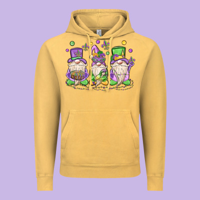 Mardi Gras Gnomes Vintage Hoodie Designed By Maliassmallbusiness