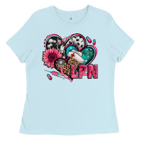 Baby Blue lpn licensed practical nurse hearts Ladies Tee - Jasminsmagicworld