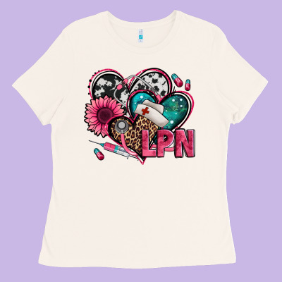 Lpn Licensed Practical Nurse Hearts Ladies Tee Designed By Jasminsmagicworld