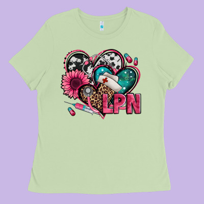 Lpn Licensed Practical Nurse Hearts Ladies Tee Designed By Jasminsmagicworld