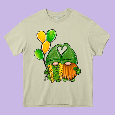 St Patrick's Day Gnomes Heavy Core Tee Designed By Jasminsmagicworld