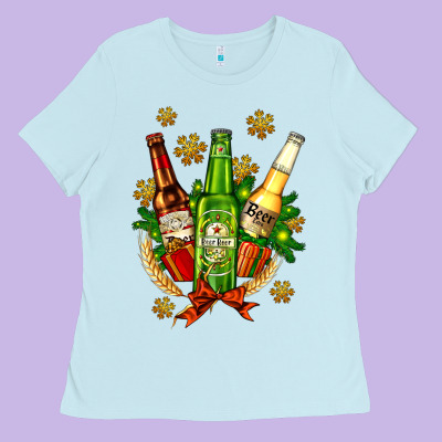 Beer Bottle Party Set For Christmas Ladies Tee Designed By Adodesignshop