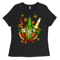 Black beer bottle party set for christmas Ladies Tee - AdoDesignShop