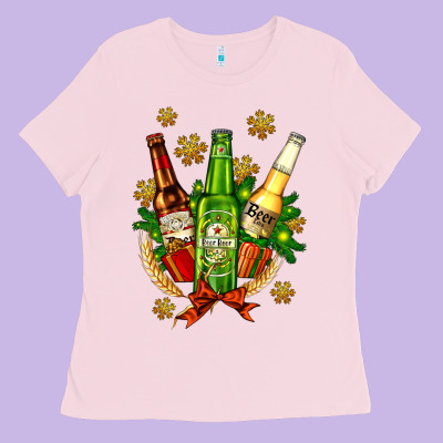 Beer Bottle Party Set For Christmas Ladies Tee Designed By Adodesignshop