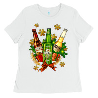 White beer bottle party set for christmas Ladies Tee - AdoDesignShop