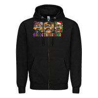 Black hallothanksmas Zipper Hoodie - texasbilliewilder