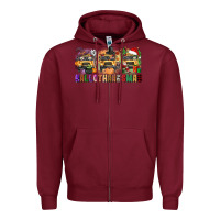 Burgundy hallothanksmas Zipper Hoodie - texasbilliewilder
