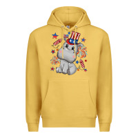 Antique Gold fourth of july hippopotamus Premium Hoodie - CowGirlArtShop