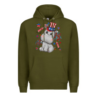 Army Green fourth of july hippopotamus Premium Hoodie - CowGirlArtShop