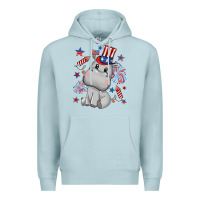 Blue Mist fourth of july hippopotamus Premium Hoodie - CowGirlArtShop