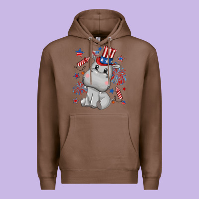Fourth Of July Hippopotamus Premium Hoodie Designed By Cowgirlartshop