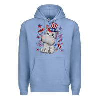 Colony Blue fourth of july hippopotamus Premium Hoodie - CowGirlArtShop
