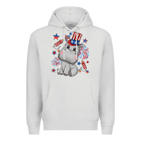Dove Grey fourth of july hippopotamus Premium Hoodie - CowGirlArtShop