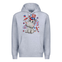 Heather Grey fourth of july hippopotamus Premium Hoodie - CowGirlArtShop