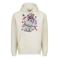 Oatmeal Heather fourth of july hippopotamus Premium Hoodie - CowGirlArtShop