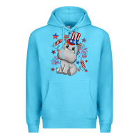 Ocean Blue fourth of july hippopotamus Premium Hoodie - CowGirlArtShop