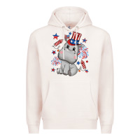Pale Pink fourth of july hippopotamus Premium Hoodie - CowGirlArtShop