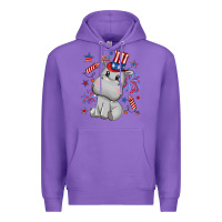 Purple fourth of july hippopotamus Premium Hoodie - CowGirlArtShop