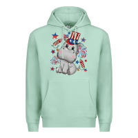 Seafoam fourth of july hippopotamus Premium Hoodie - CowGirlArtShop