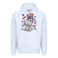 White fourth of july hippopotamus Premium Hoodie - CowGirlArtShop
