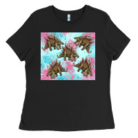Black dinosaur stegosaurus Ladies Tee - Artiststas