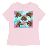 Bubblegum Pink dinosaur stegosaurus Ladies Tee - Artiststas