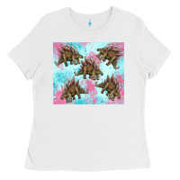White dinosaur stegosaurus Ladies Tee - Artiststas