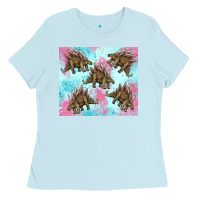 Baby Blue dinosaur stegosaurus Ladies Tee - Artiststas