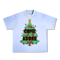 Oh Come Let Us Adore Him Christmas Tree Urban Heavy Tee | Teevron