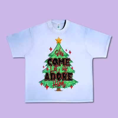 Oh Come Let Us Adore Him Christmas Tree Urban Heavy Tee Designed By Maliassmallbusiness