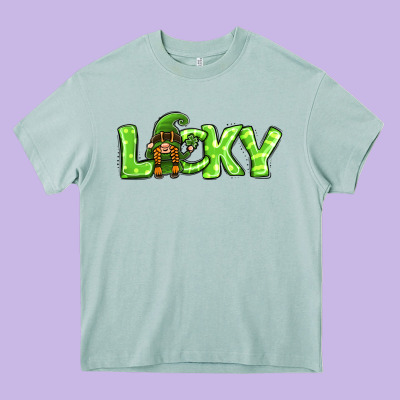 St Patricks Day Lucky Gnome Heavy Core Tee Designed By Jasminsmagicworld
