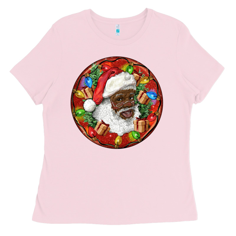 Black Santa Christmas Ladies Tee by RanaPortraitStore | Teevron
