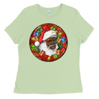 Matcha Black Santa Christmas Ladies Tee - RanaPortraitStore