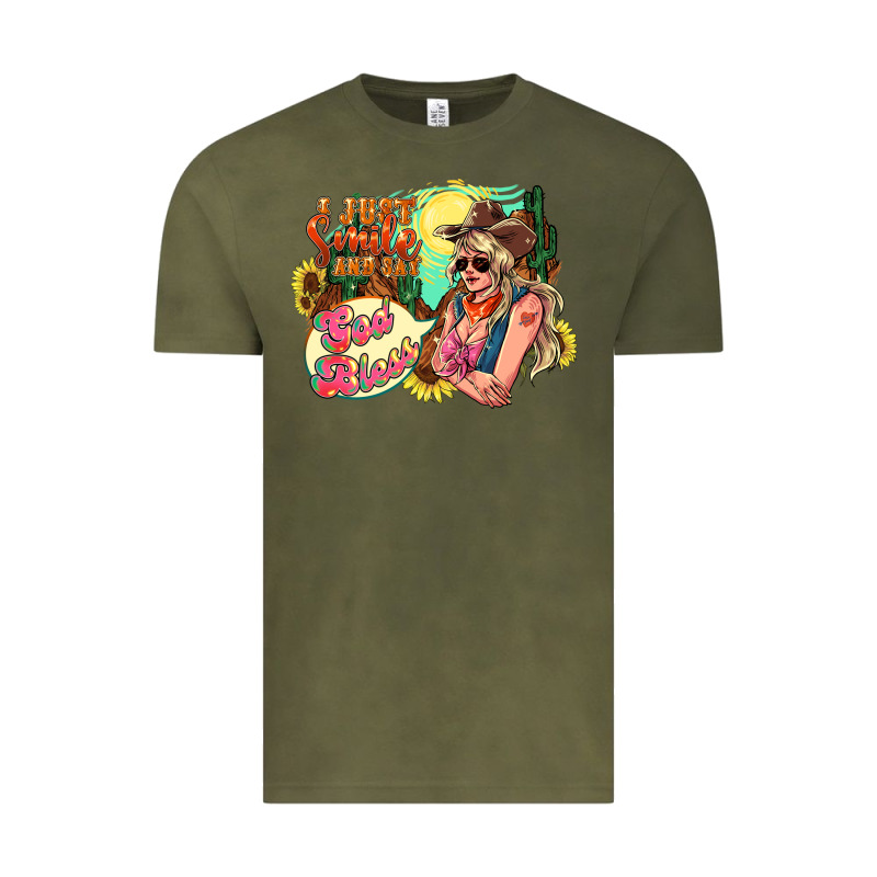 I Just Smile And Say God Bless Vintage Tee by NancyCooperArtShop | Teevron