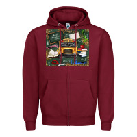 Burgundy school bus back to school Zipper Hoodie - texasbilliewilder