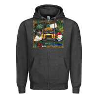 Charcoal Heather school bus back to school Zipper Hoodie - texasbilliewilder